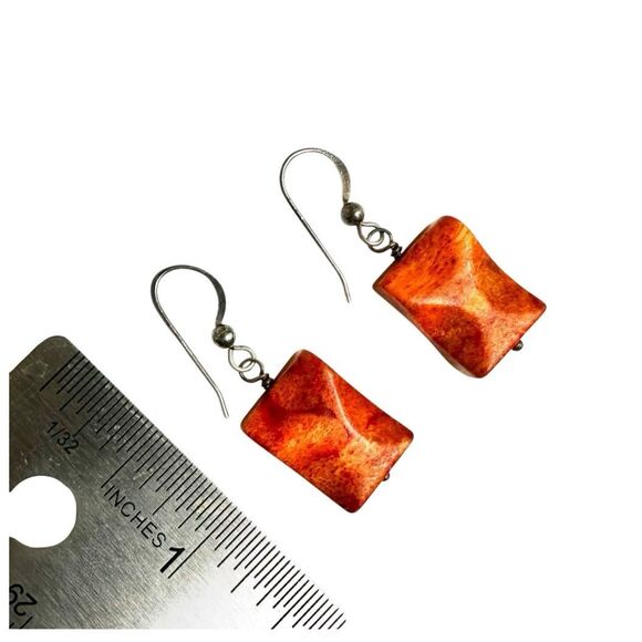Sterling Silver Fossil Coral Dangle Earrings - Picture 7 of 9